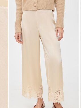 Reformation Carolina Silk Pant Lace Hem